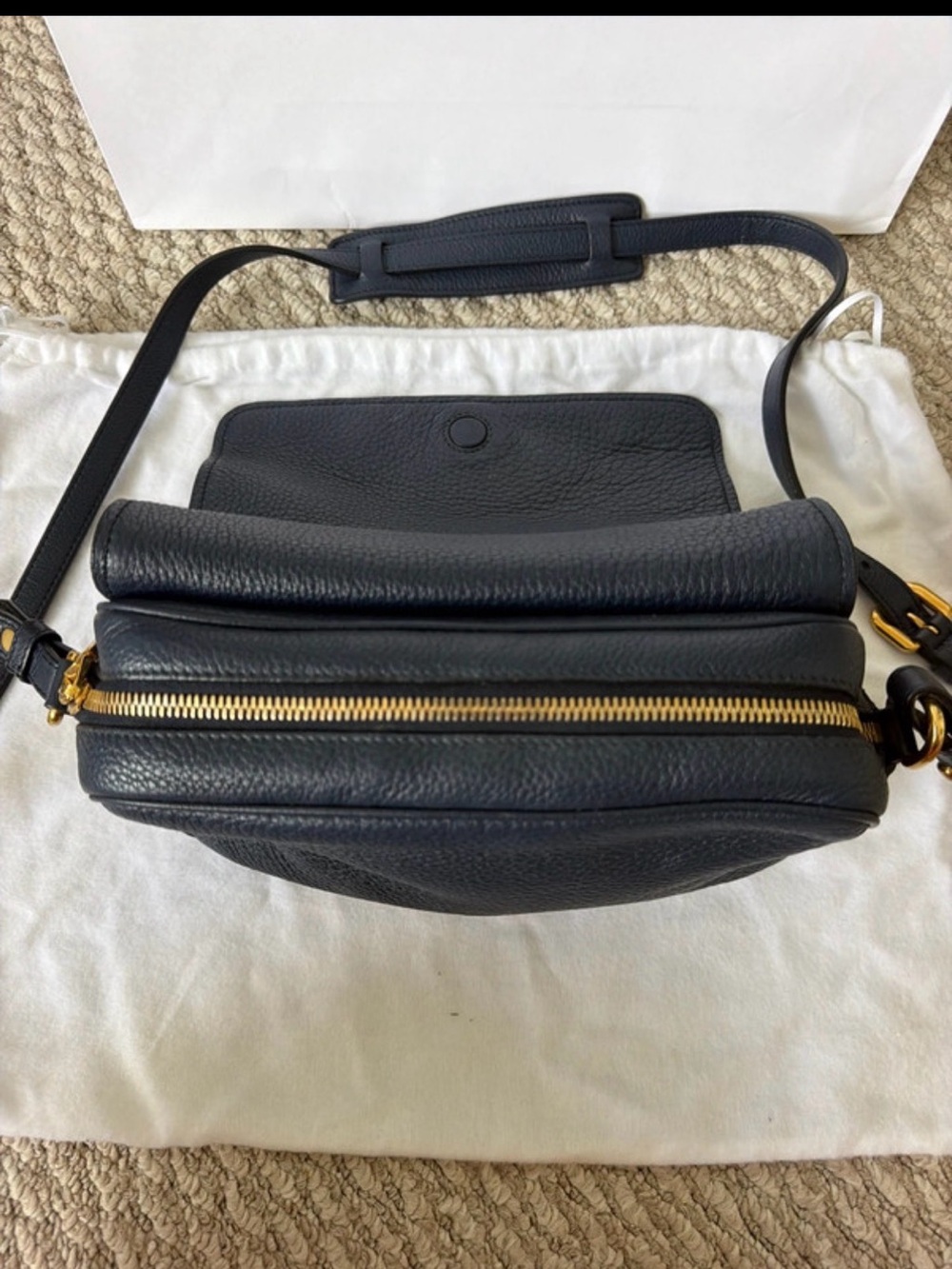 Prada Vitello Phenix flap crossbody, model 1BD163, in “Baltico” blue. - Picture 9 of 14